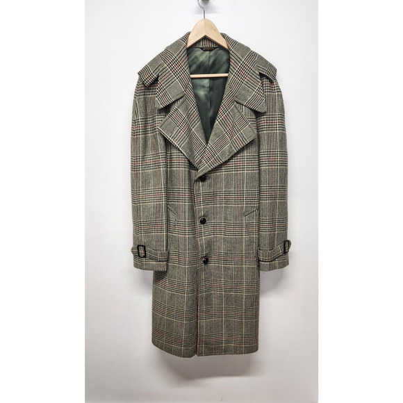 Hudsons Rockham Men's Classic Houndstooth Plaid Long Coat, Size42L, In Tan Multi - Picture 1 of 14